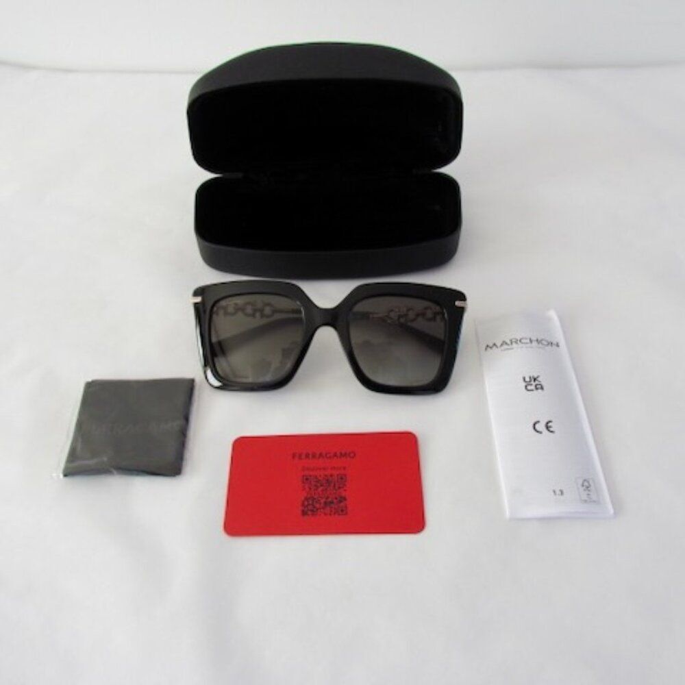 NEW Salvatore Ferragamo Sunglasses Black Smoke Gradient New in Box
